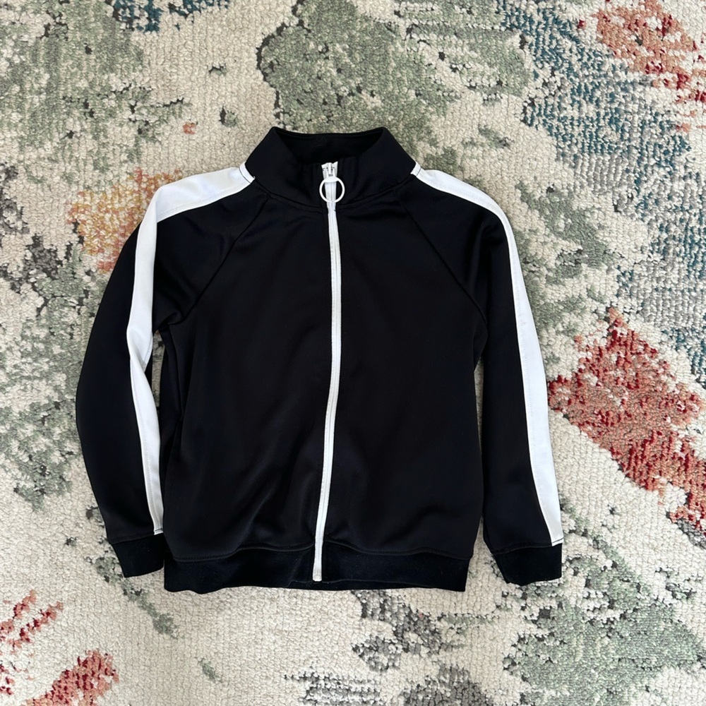 Id Ideology Kids Black & White Full Zip Track Jacket Size 6 EUC
